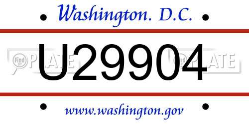 U29904 District Of Columbia License Plate