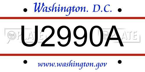 U2990A District Of Columbia License Plate