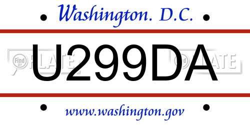 U299DA District Of Columbia License Plate