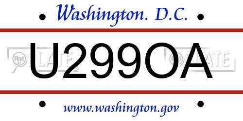 U299OA District Of Columbia License Plate