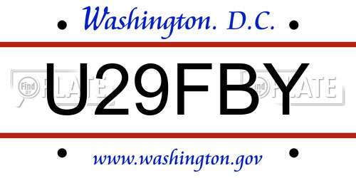 U29FBY District Of Columbia License Plate