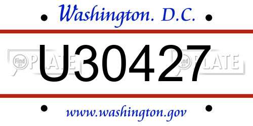 U30427 District Of Columbia License Plate