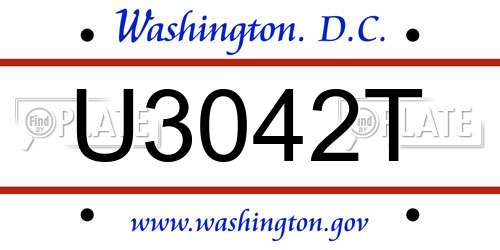 U3042T District Of Columbia License Plate
