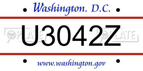 U3042Z District Of Columbia License Plate