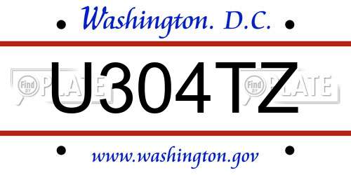 U304TZ District Of Columbia License Plate
