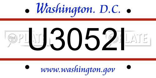 U3052I District Of Columbia License Plate