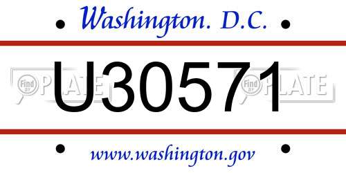 U30571 District Of Columbia License Plate