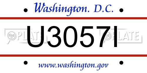 U3057I District Of Columbia License Plate