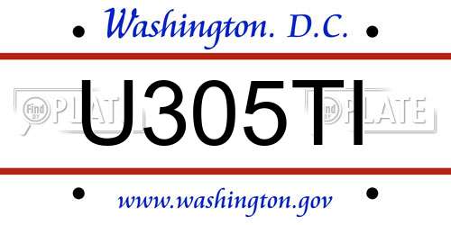 U305TI District Of Columbia License Plate