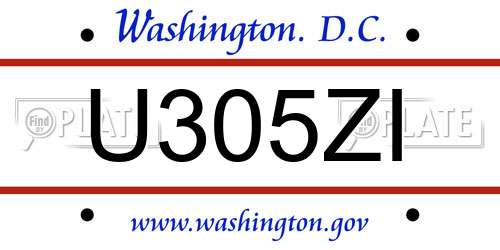 U305ZI District Of Columbia License Plate