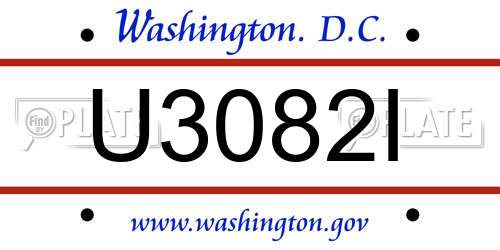 U3082I District Of Columbia License Plate