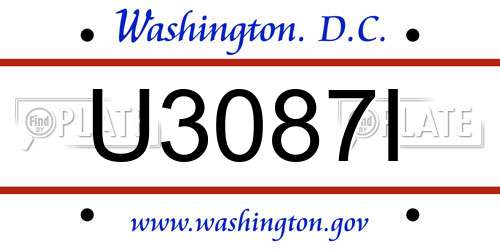U3087I District Of Columbia License Plate