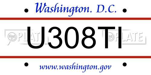 U308TI District Of Columbia License Plate
