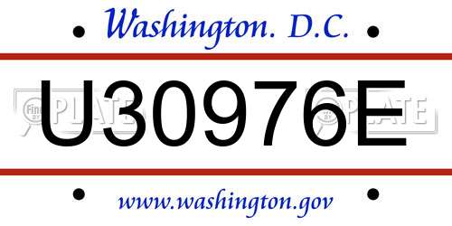U30976E District Of Columbia License Plate