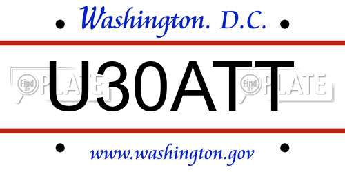 U30ATT District Of Columbia License Plate