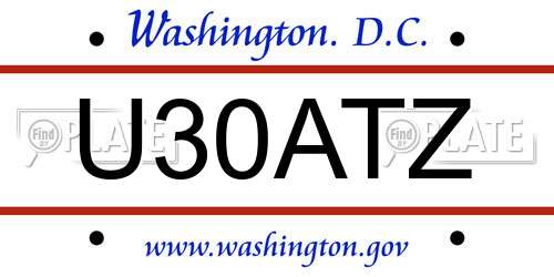 U30ATZ District Of Columbia License Plate