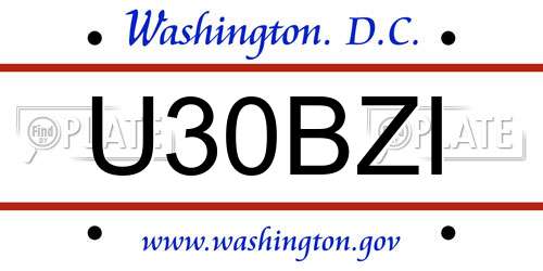 U30BZI District Of Columbia License Plate