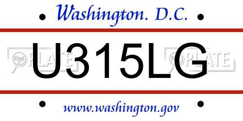 U315LG District Of Columbia License Plate