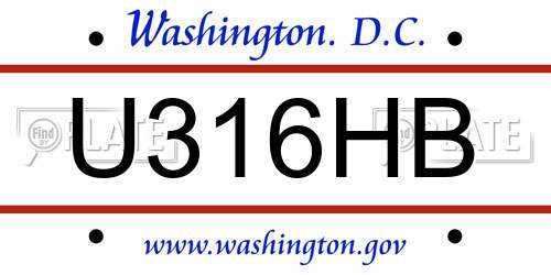 U316HB District Of Columbia License Plate