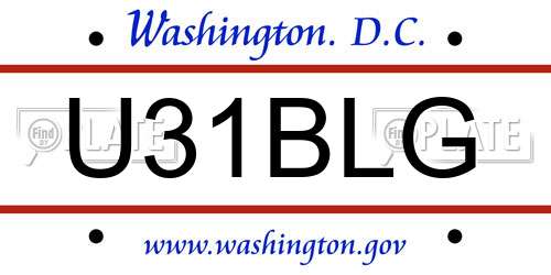 U31BLG District Of Columbia License Plate