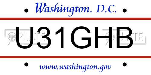 U31GHB District Of Columbia License Plate
