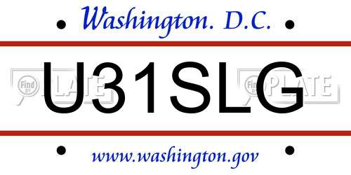 U31SLG District Of Columbia License Plate