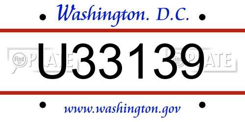 U33139 District Of Columbia License Plate