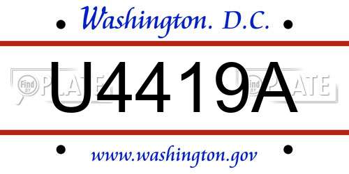 U4419A District Of Columbia License Plate