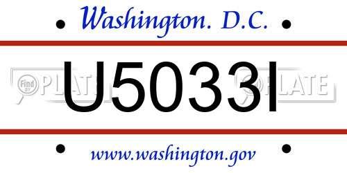 U5033I District Of Columbia License Plate