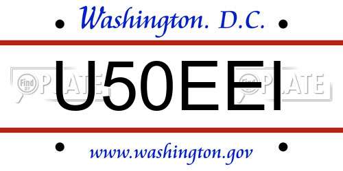 U50EEI District Of Columbia License Plate