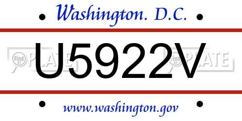 U5922V District Of Columbia License Plate