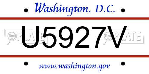 U5927V District Of Columbia License Plate