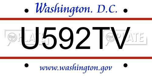 U592TV District Of Columbia License Plate