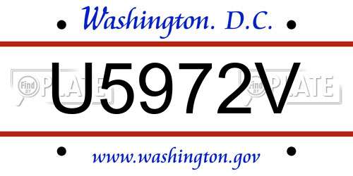 U5972V District Of Columbia License Plate