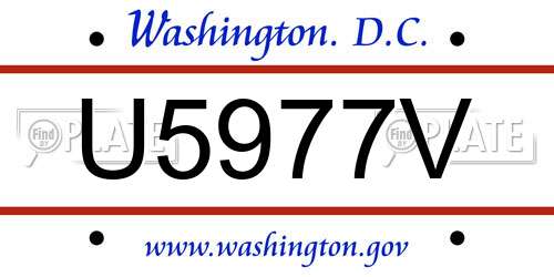 U5977V District Of Columbia License Plate