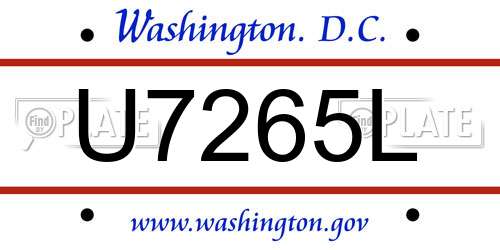 U7265L District Of Columbia License Plate