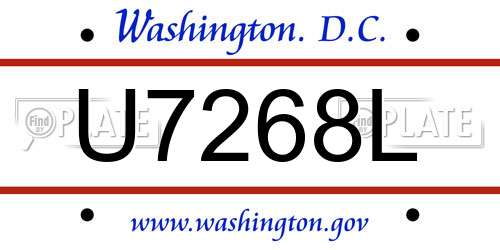 U7268L District Of Columbia License Plate