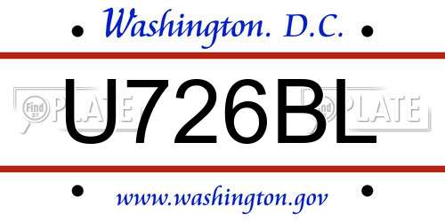 U726BL District Of Columbia License Plate