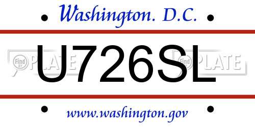 U726SL District Of Columbia License Plate