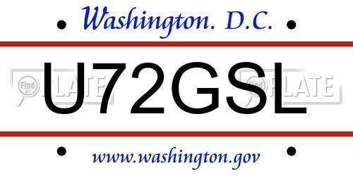 U72GSL District Of Columbia License Plate