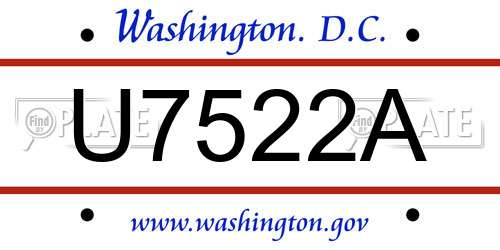 U7522A District Of Columbia License Plate