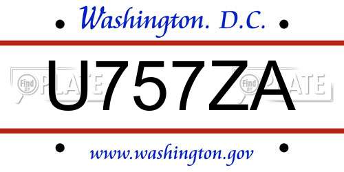 U757ZA District Of Columbia License Plate