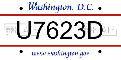 U7623D District Of Columbia License Plate