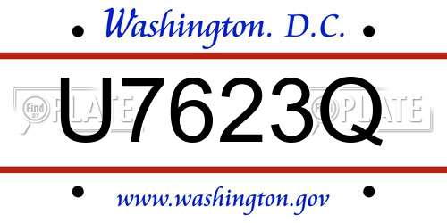 U7623Q District Of Columbia License Plate