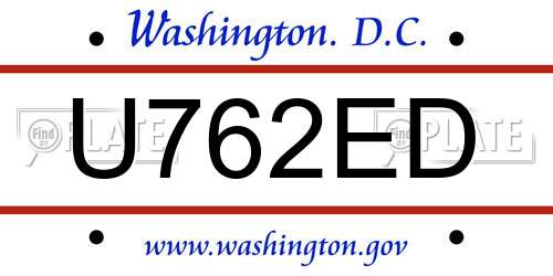 U762ED District Of Columbia License Plate