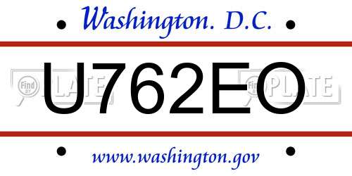U762EO District Of Columbia License Plate