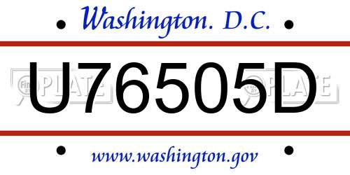 U76505D District Of Columbia License Plate