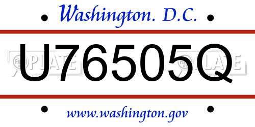U76505Q District Of Columbia License Plate