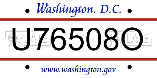 U76508O District Of Columbia License Plate