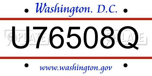 U76508Q District Of Columbia License Plate